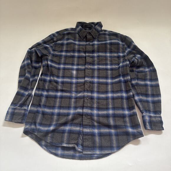 PENDLETON Mens Small Cotton Flannel MASON Plaid BLUE Gray Camping Hiking - Picture 1 of 10